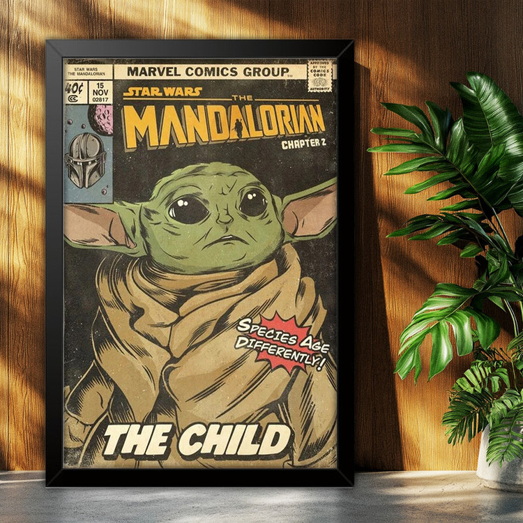 تابلو بکلیت طرح بیبی یودا Baby Yoda (Grogu) مدل B-po2069 فریم مشکی