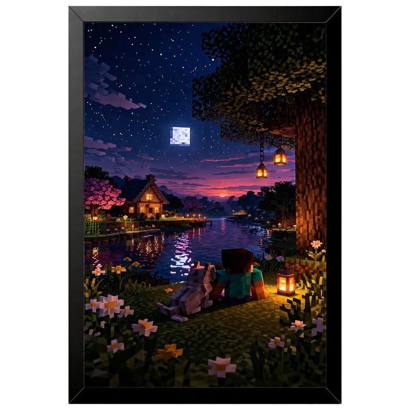 تابلو بکلیت طرح گیمینگ ماینکرفت Minecraft مدل B-po2231 فریم مشکی