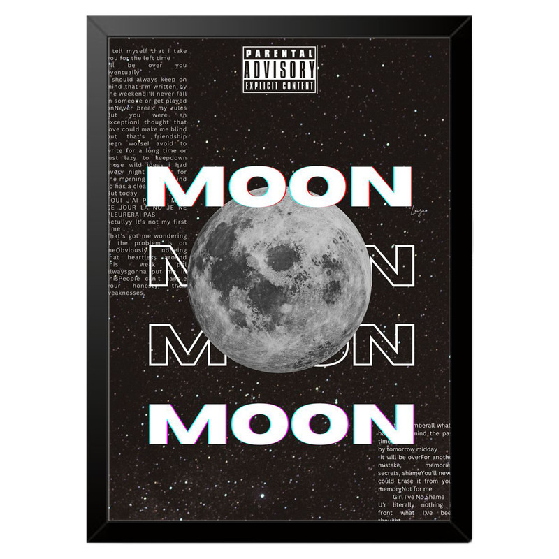 تابلو بکلیت طرح ماه MOON مدل b-po1610 فریم مشکی