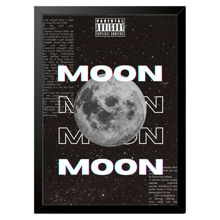 تابلو بکلیت طرح ماه MOON مدل b-po1610 فریم مشکی