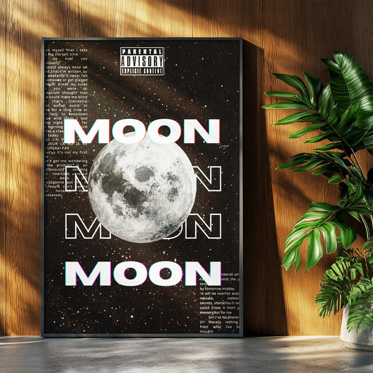 تابلو بکلیت طرح ماه MOON مدل b-po1610 فریم مشکی