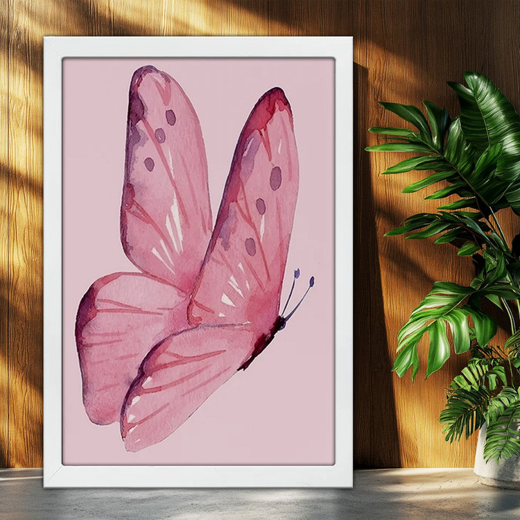 تابلو بکلیت طرح پروانه Butterfly مدل W-po2068 فریم سفید