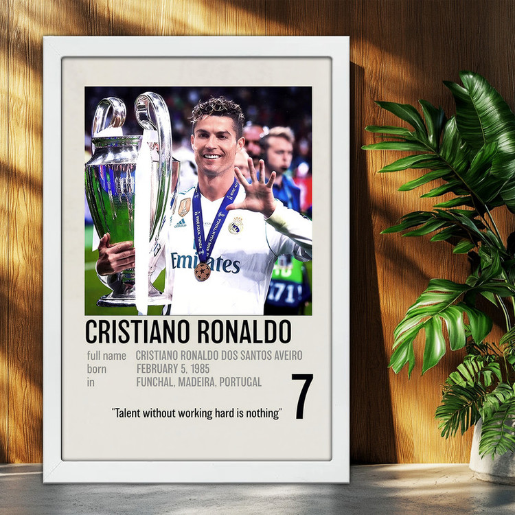 تابلو بکلیت طرح کریستیانو رونالدو Cristiano Ronaldo مدل W-po2066 فریم سفید