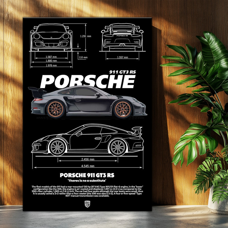 تابلو شاسی بکلیت طرح ماشین و خودرو پورشه PORSCHE 911 GT3 RS مدل T-po1568