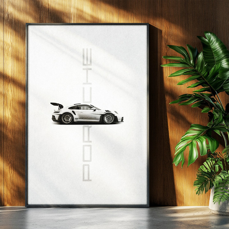 تابلو بکلیت طرح ماشین و خودرو پورشه PORSCHE 911 GT3 RS مدل b-po1725 فریم مشکی