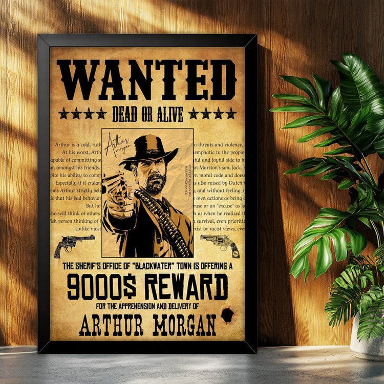 تابلو بکلیت طرح گیمینگ ردد red dead redemption 2 مدل B-po2221 فریم مشکی