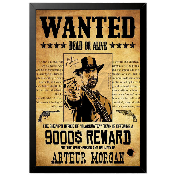 تابلو بکلیت طرح گیمینگ ردد red dead redemption 2 مدل B-po2221 فریم مشکی