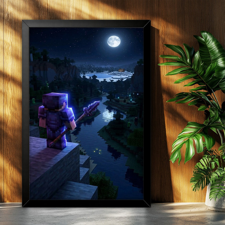 تابلو بکلیت طرح گیمینگ ماینکرفت Minecraft مدل B-po2240 فریم مشکی