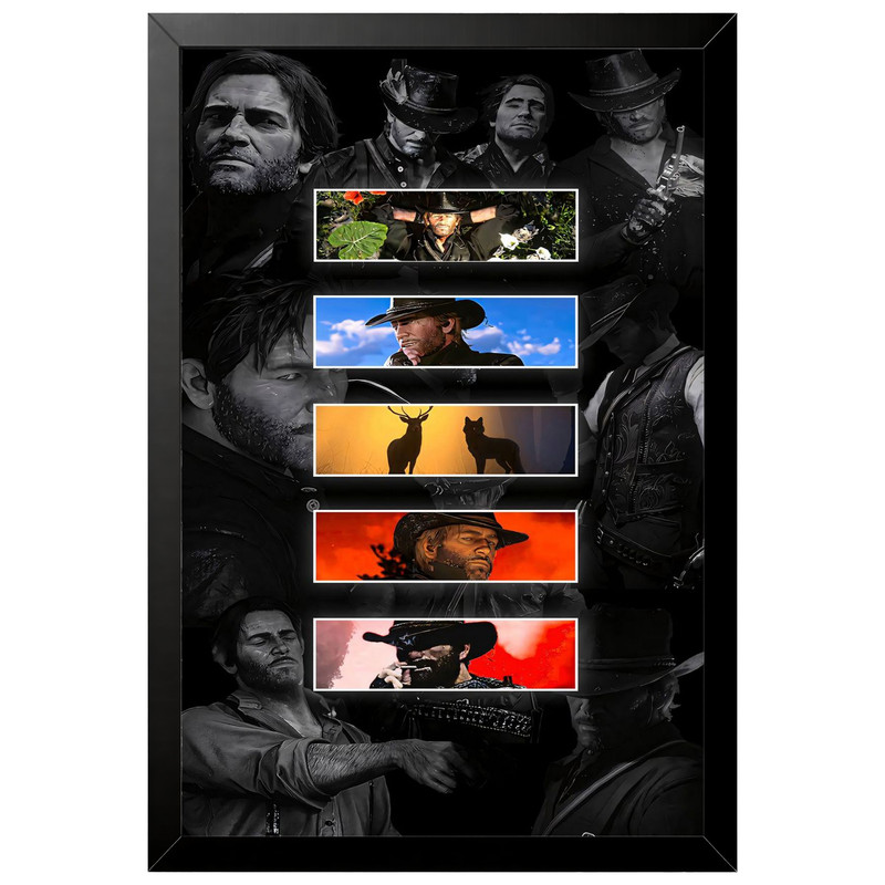 تابلو بکلیت طرح گیمینگ ردد red dead redemption 2 مدل B-po2323 فریم مشکی
