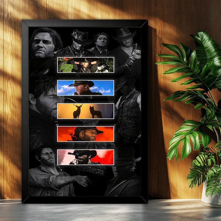 تابلو بکلیت طرح گیمینگ ردد red dead redemption 2 مدل B-po2323 فریم مشکی