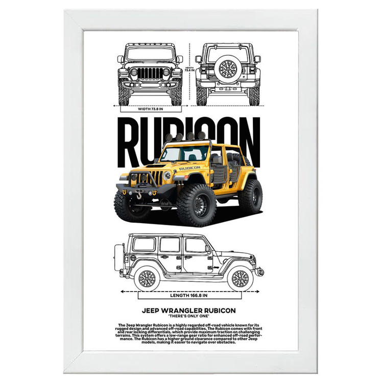 تابلو بکلیت طرح ماشین و خودرو جیپ JEEP WRANGLER RUBICON مدل W-po1558 فریم سفید