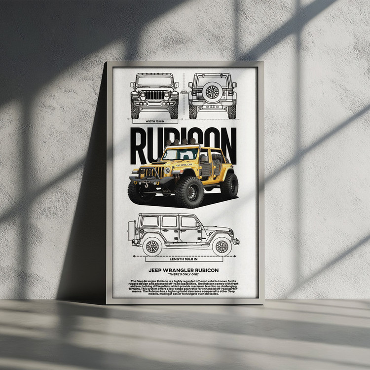 تابلو بکلیت طرح ماشین و خودرو جیپ JEEP WRANGLER RUBICON مدل W-po1558 فریم سفید