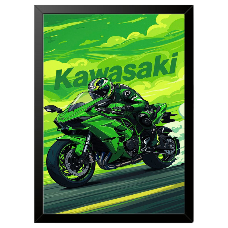 تابلو بکلیت طرح موتور سنگین نینجا کاوازاکی NINJA KAWASAKI H2R مدل b-po1604 فریم مشکی