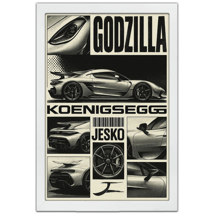 تابلو بکلیت طرح ماشین و خودرو Koenigsegg Jesko مدل W-po1615 فریم سفید