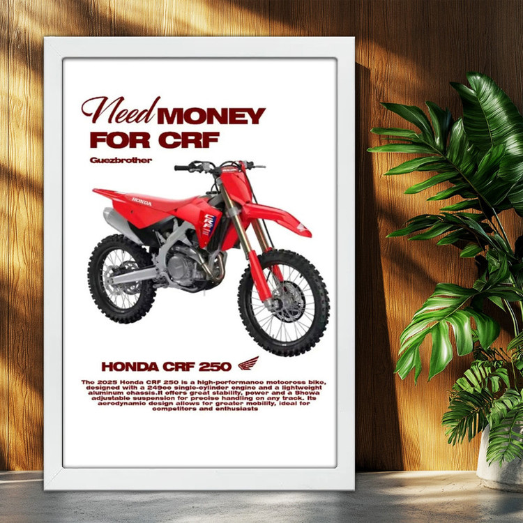 تابلو بکلیت طرح موتور هوندا HONDA CRF250R مدل W-po1960 فریم سفید