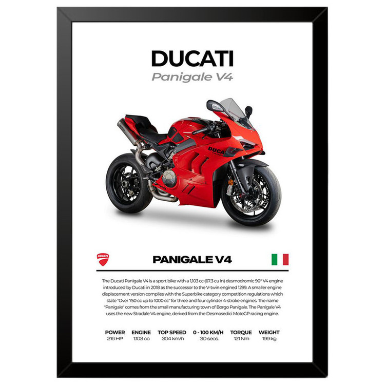 تابلو بکلیت طرح موتور سنگین دوکاتی Ducati Panigale V4 مدل b-po1686 فریم مشکی