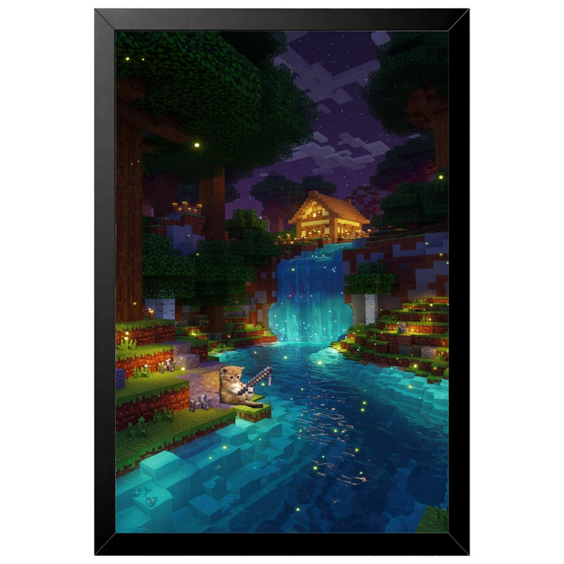تابلو بکلیت طرح گیمینگ ماینکرفت Minecraft مدل B-po2310 فریم مشکی