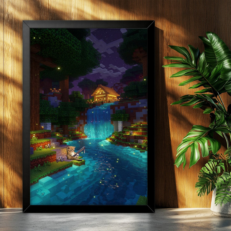 تابلو بکلیت طرح گیمینگ ماینکرفت Minecraft مدل B-po2310 فریم مشکی