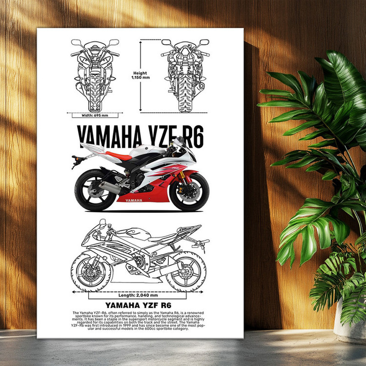 تابلو شاسی بکلیت طرح موتور سنگین یاماها YAMAHA YZF R6 مدل T-po1549