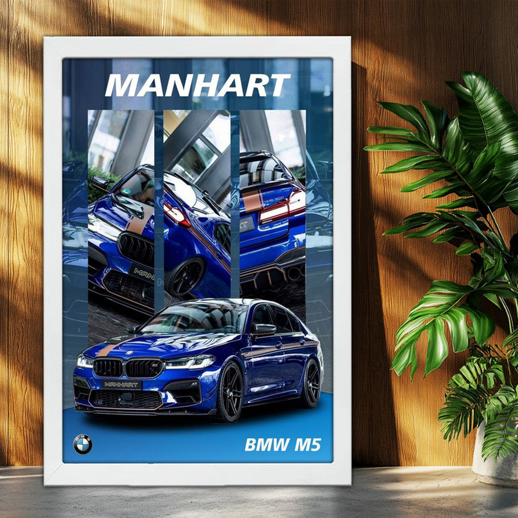 تابلو بکلیت طرح ماشین و خودرو بی ام و BMW M5 مدل W-po1687 فریم سفید
