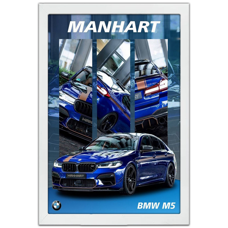 تابلو بکلیت طرح ماشین و خودرو بی ام و BMW M5 مدل W-po1687 فریم سفید
