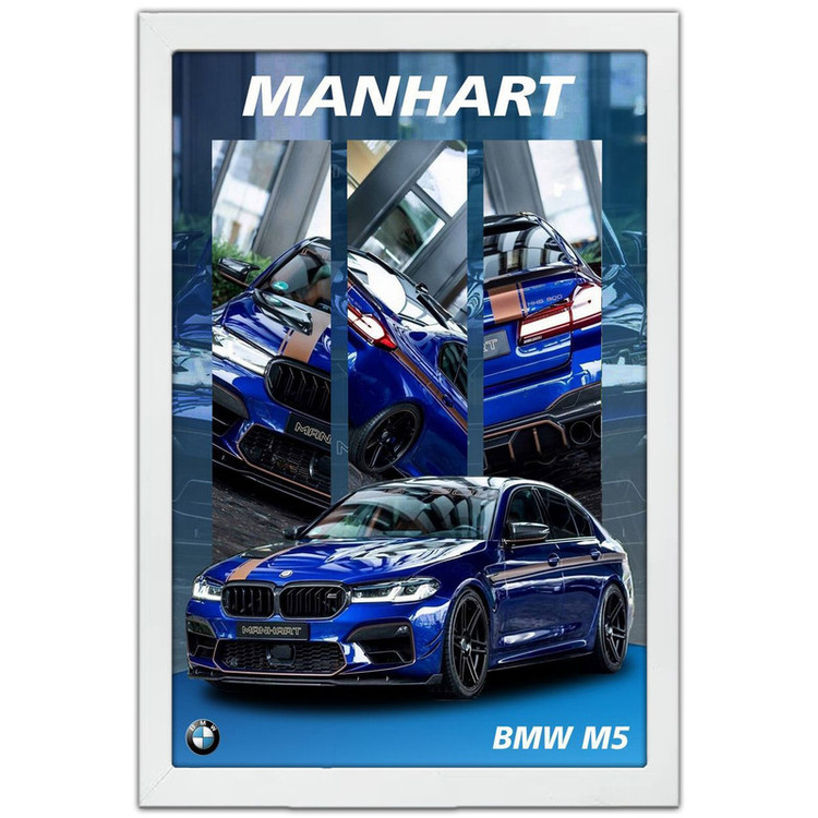تابلو بکلیت طرح ماشین و خودرو بی ام و BMW M5 مدل W-po1687 فریم سفید