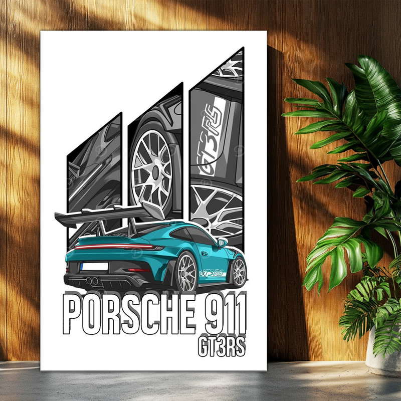 تابلو شاسی بکلیت طرح ماشین و خودرو پورشه PORSCHE 911 GT3 RS مدل T-po1674