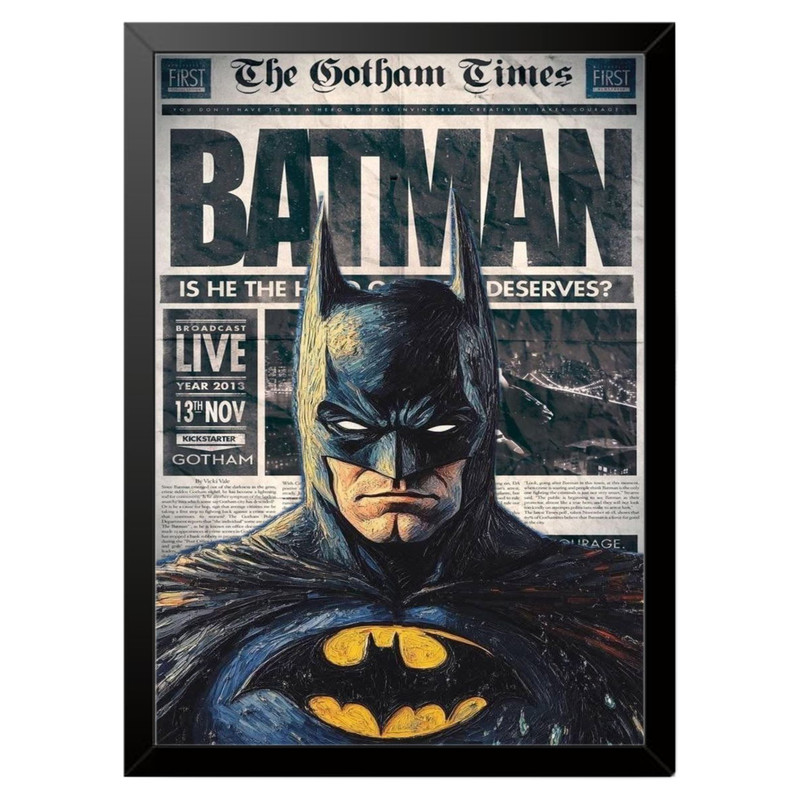 تابلو بکلیت طرح بتمن Batman مدل b-po1607 فریم مشکی