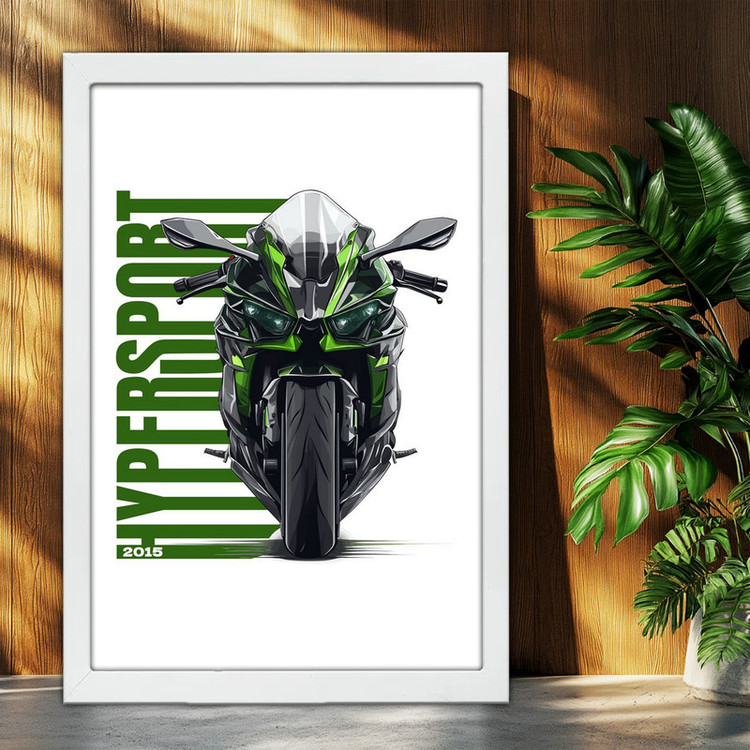 تابلو بکلیت طرح موتور سنگین نینجا کاوازاکی NINJA KAWASAKI H2R مدل W-po1678 فریم سفید
