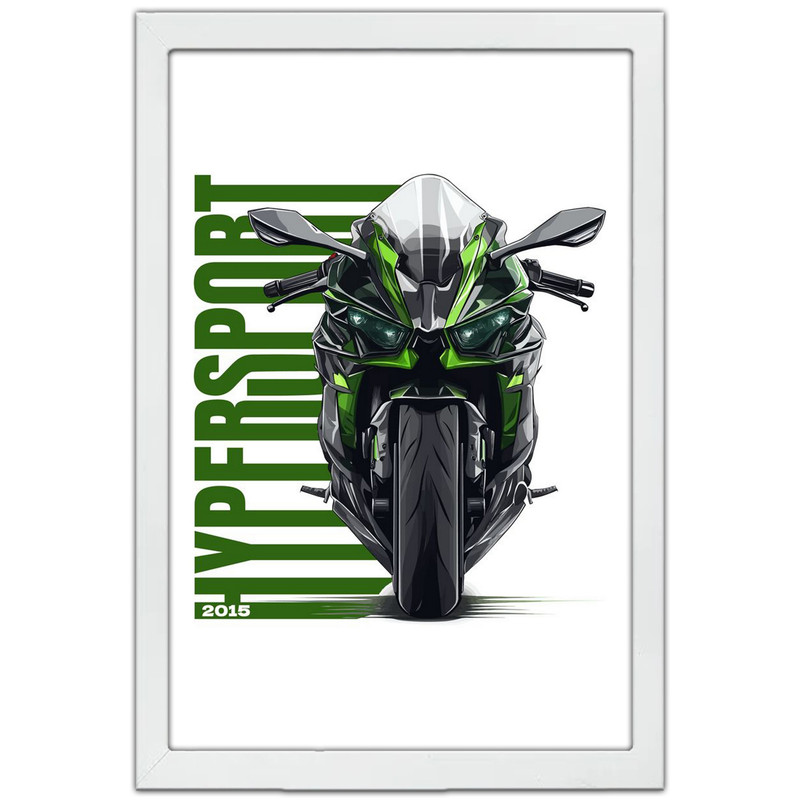 تابلو بکلیت طرح موتور سنگین نینجا کاوازاکی NINJA KAWASAKI H2R مدل W-po1678 فریم سفید