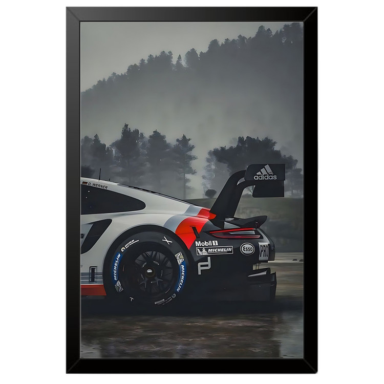 تابلو بکلیت طرح ماشین و خودرو پورشه PORSCHE 911 GT3 RSR مدل B-po2093 فریم مشکی