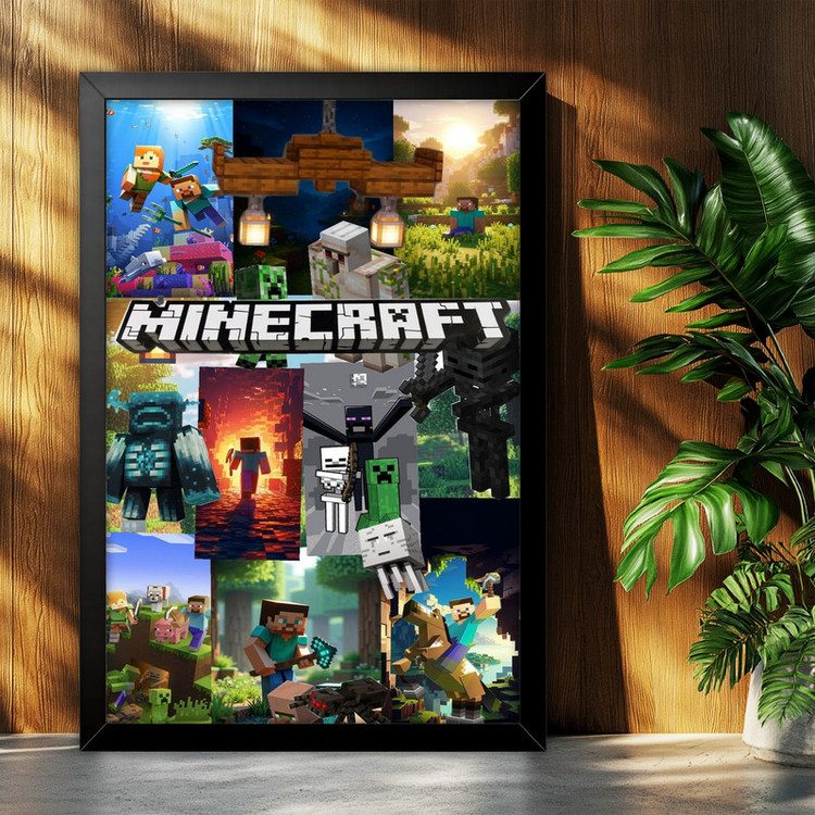 تابلو بکلیت طرح گیمینگ ماینکرفت Minecraft مدل B-po2301 فریم مشکی