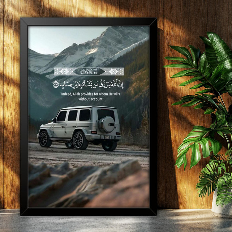 تابلو بکلیت طرح ماشین و خودرو مرسدس بنز Mercedes-Benz G-Class G63 AMG مدل B-po1991 فریم مشکی