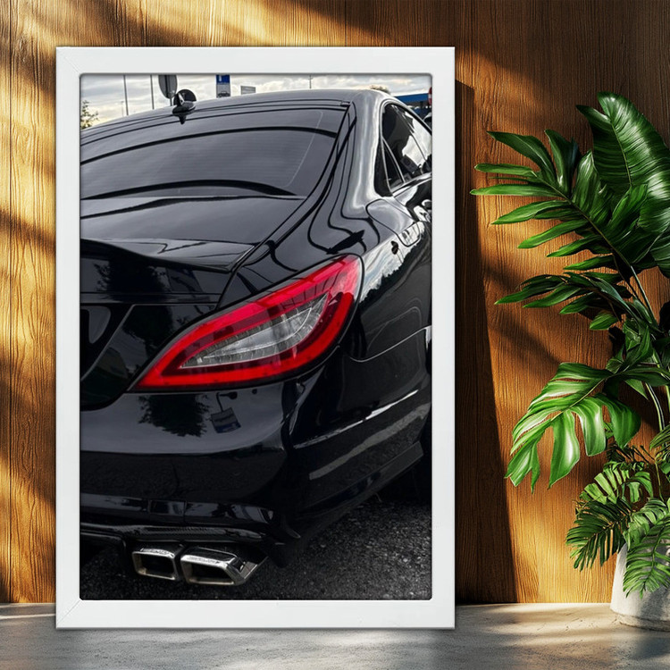تابلو بکلیت طرح ماشین و خودرو مرسدس بنز Mercedes-Benz CLS 63 AMG مدل W-po2121 فریم سفید