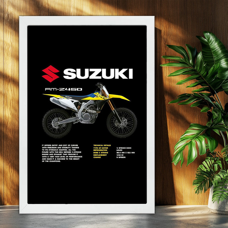 تابلو بکلیت طرح موتور سوزوکی Suzuki RM-Z450 مدل W-po1690 فریم سفید