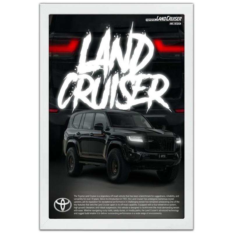 تابلو بکلیت طرح ماشین و خودرو تویوتا لندکروز Toyota LandCruiser مدل W-po1986 فریم سفید