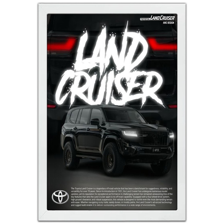 تابلو بکلیت طرح ماشین و خودرو تویوتا لندکروز Toyota LandCruiser مدل W-po1986 فریم سفید