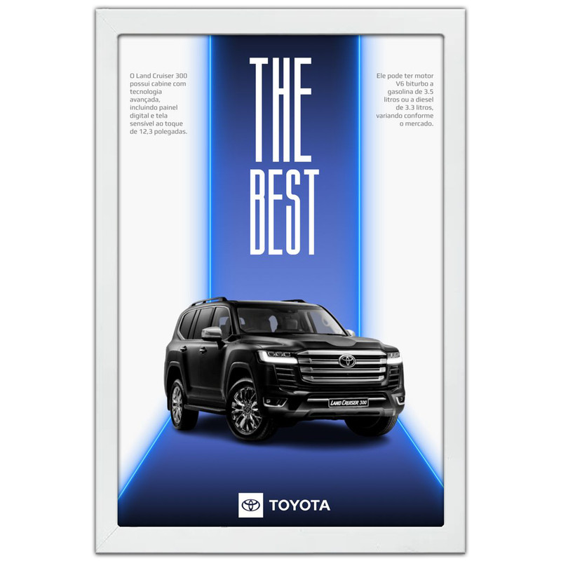 تابلو بکلیت طرح ماشین و خودرو تویوتا لندکروز Toyota LandCruiser مدل W-po2007 فریم سفید