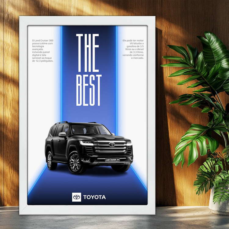تابلو بکلیت طرح ماشین و خودرو تویوتا لندکروز Toyota LandCruiser مدل W-po2007 فریم سفید