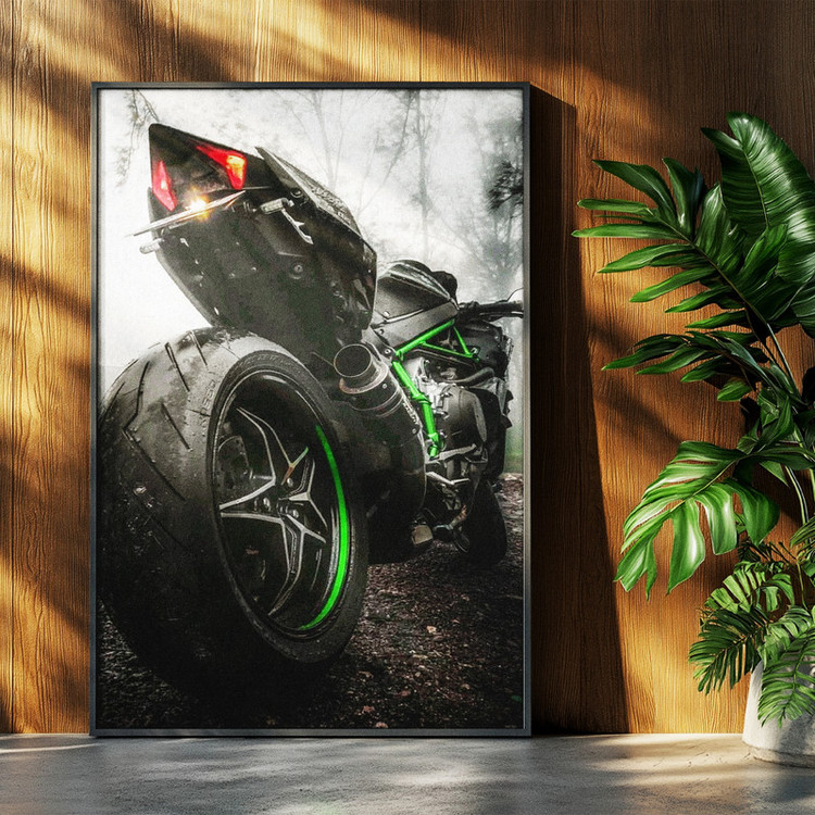 تابلو بکلیت طرح موتور سنگین نینجا کاوازاکی NINJA KAWASAKI H2R مدل b-po1696 فریم مشکی