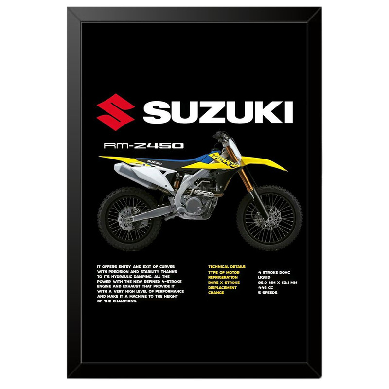 تابلو بکلیت طرح موتور سنگین سوزوکی Suzuki RM-Z450 مدل b-po1690 فریم مشکی