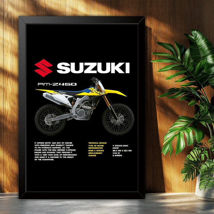 تابلو بکلیت طرح موتور سنگین سوزوکی Suzuki RM-Z450 مدل b-po1690 فریم مشکی