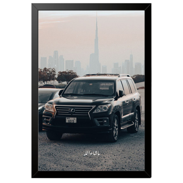 تابلو بکلیت طرح ماشین و خودرو لکسوس Lexus LX 570 مدل B-po1988 فریم مشکی
