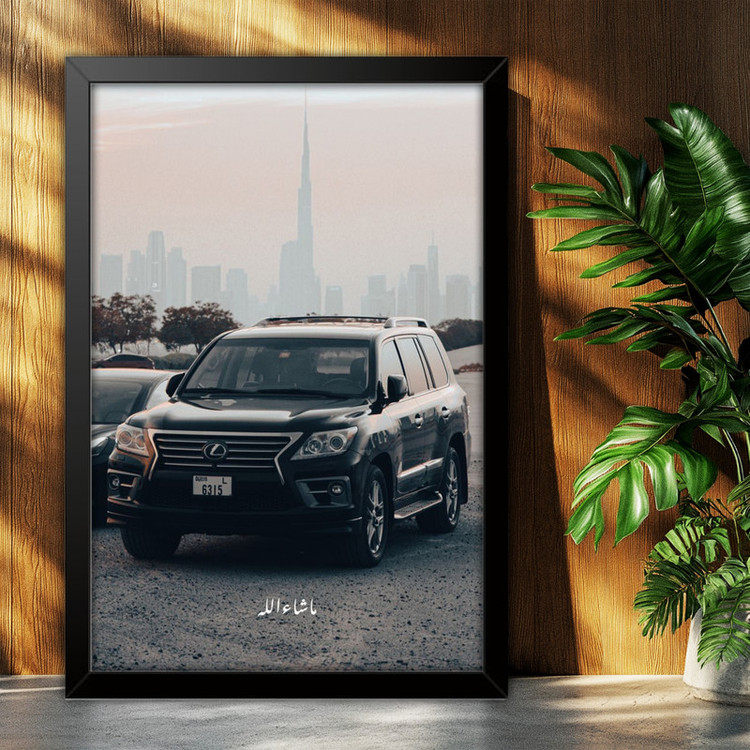 تابلو بکلیت طرح ماشین و خودرو لکسوس Lexus LX 570 مدل B-po1988 فریم مشکی