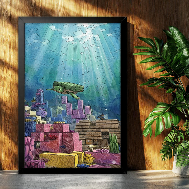 تابلو بکلیت طرح گیمینگ ماینکرفت Minecraft مدل B-po2256 فریم مشکی