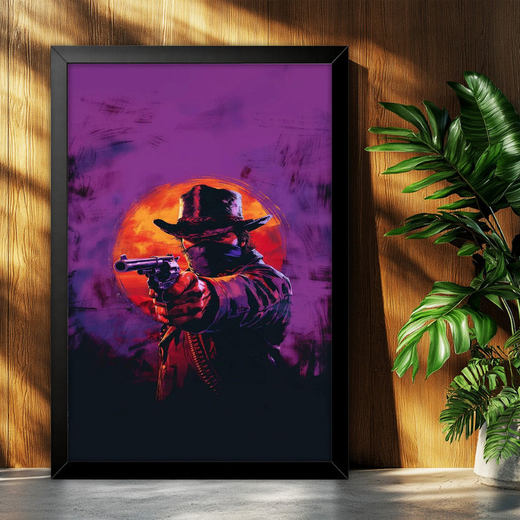 تابلو بکلیت طرح گیمینگ ردد red dead redemption 2 مدل B-po2294 فریم مشکی