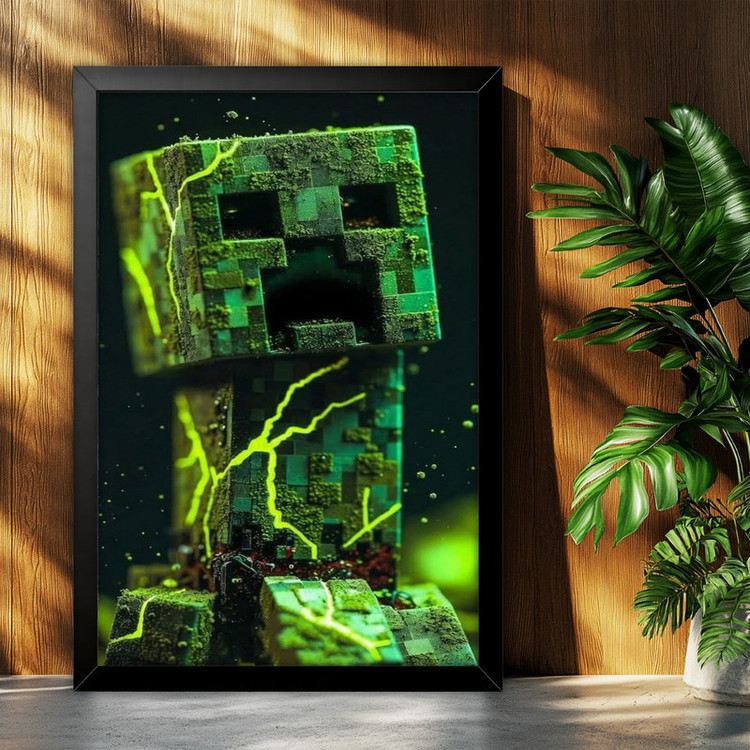 تابلو بکلیت طرح گیمینگ ماینکرفت Minecraft مدل B-po2296 فریم مشکی