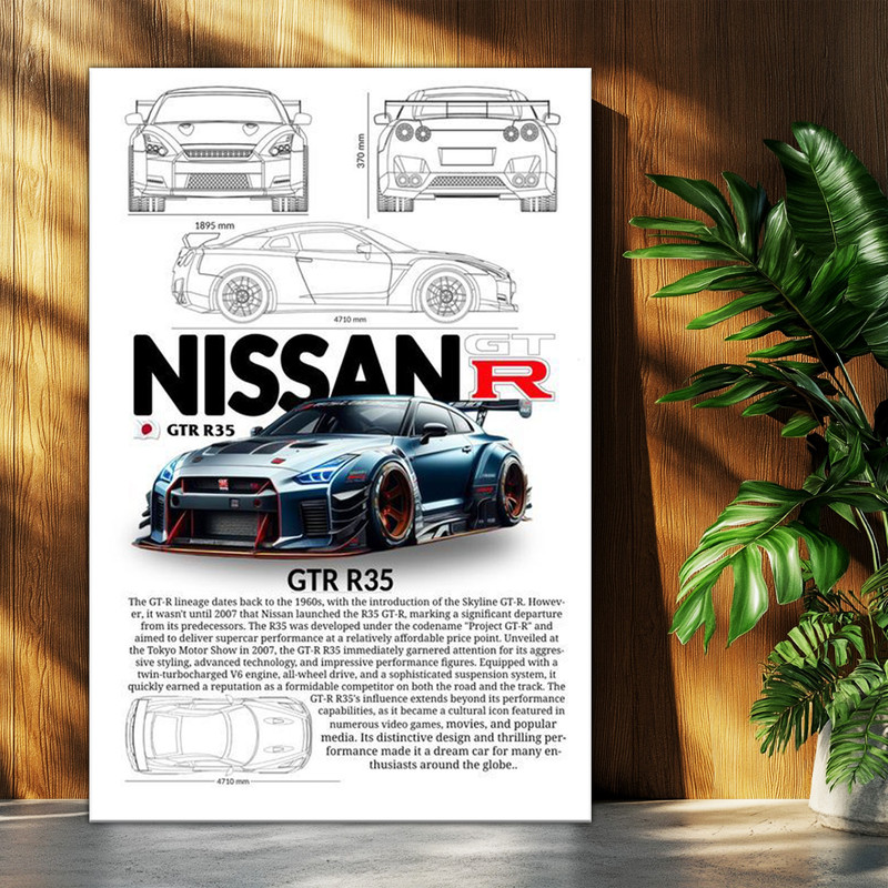 تابلو شاسی بکلیت طرح ماشین و خودرو نیسان NISSAN GT-R R35 مدل T-po1576