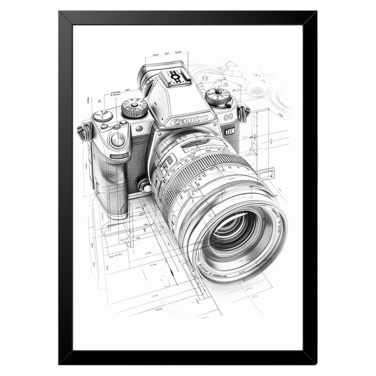 تابلو بکلیت طرح دوربین کانن Camera Canon مدل b-po1619 فریم مشکی