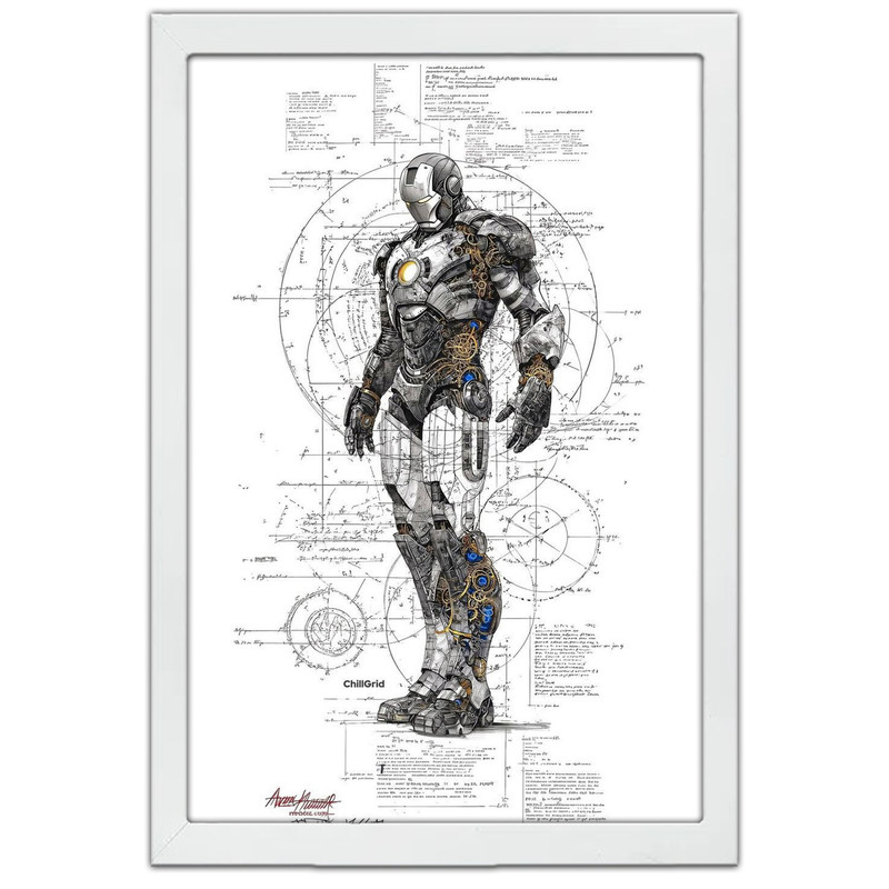 تابلو بکلیت طرح مرد آهنی Iron Man مدل W-po1594 فریم سفید